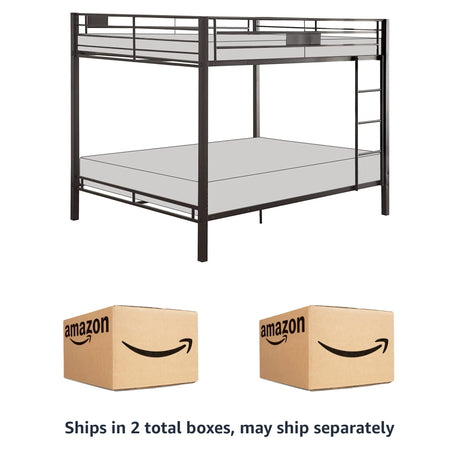 Acme Kaleb Metal Frame Queen Over Queen Bunk Bed with Ladder in Sandy Black Acme