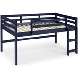 Acme Lara Twin Wooden Loft Bed with Guard Rail and Ladder in Navy Blue Acme