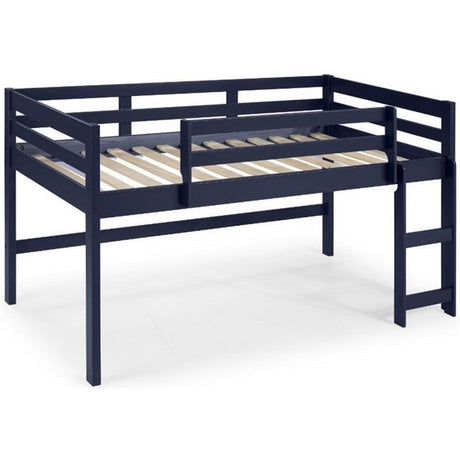 Acme Lara Twin Wooden Loft Bed with Guard Rail and Ladder in Navy Blue Acme