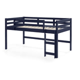 Acme Lara Twin Wooden Loft Bed with Guard Rail and Ladder in Navy Blue Acme
