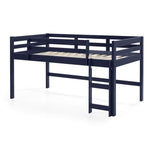 Acme Lara Twin Wooden Loft Bed with Guard Rail and Ladder in Navy Blue Acme