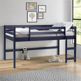 Acme Lara Twin Wooden Loft Bed with Guard Rail and Ladder in Navy Blue Acme