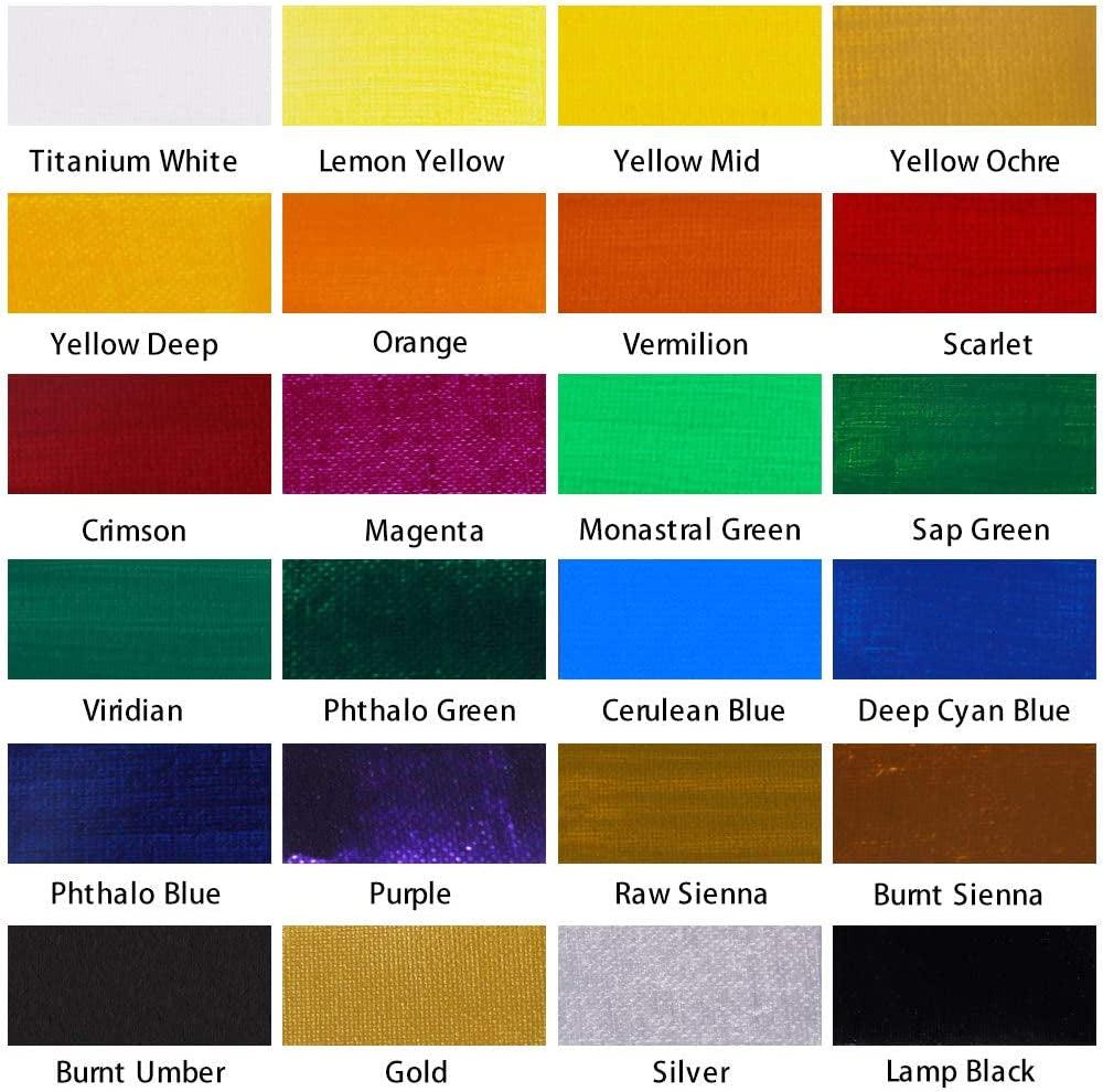Acrylic Art Paint Set, 24 Basic Colors Bottles ( 59Ml / 2Oz ) Art Craft Paints for Canvas Painting, Rock, Stone, Wood, Fabric WoodArtSupply