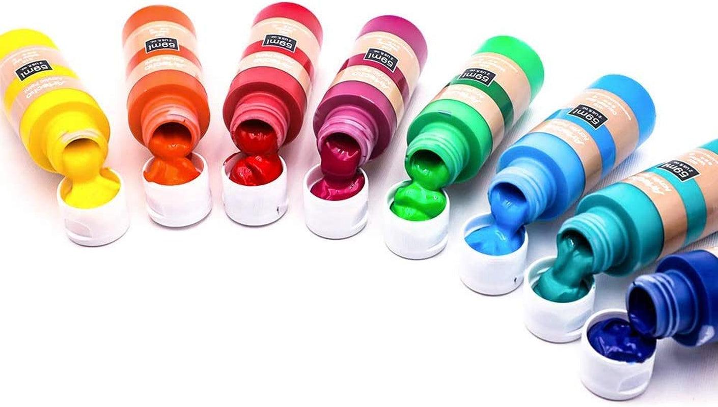 Acrylic Art Paint Set, 24 Basic Colors Bottles ( 59Ml / 2Oz ) Art Craft Paints for Canvas Painting, Rock, Stone, Wood, Fabric WoodArtSupply