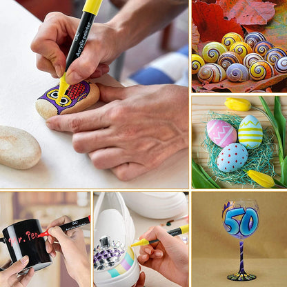Acrylic Paint Marker Pens 8 Colors Rocks Painting, Glass, Wood, Ceramic, Fabric - WoodArtSupply