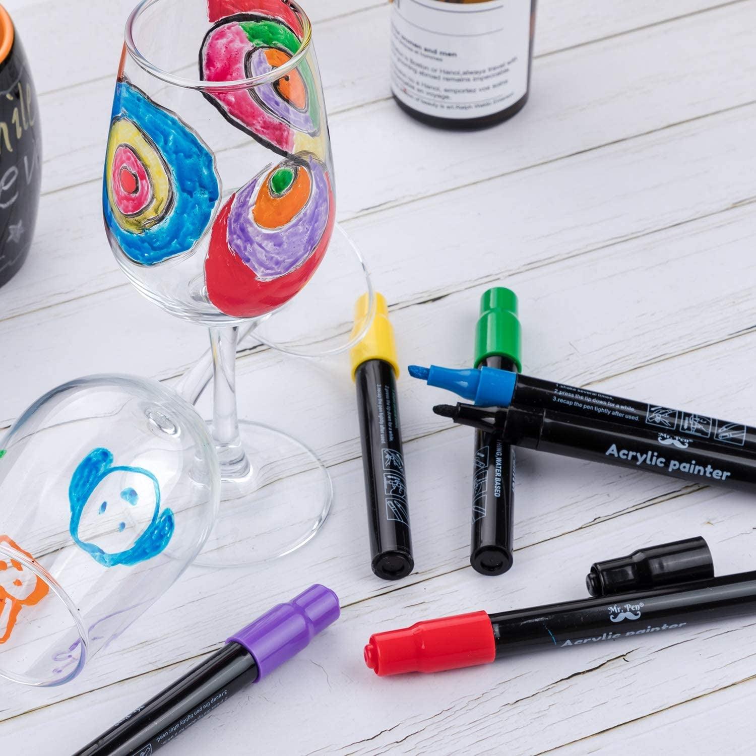 Acrylic Paint Marker Pens 8 Colors Rocks Painting, Glass, Wood, Ceramic, Fabric - WoodArtSupply
