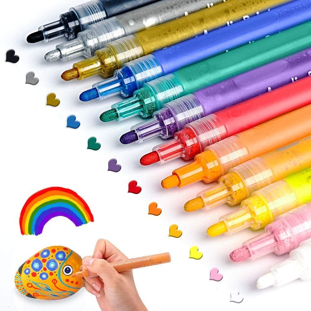 Acrylic Paint Pens Paint Markers for Rock Painting, Canvas, Wood, Glass, Fabric, Metal, Plastic, Arts Crafts - WoodArtSupply