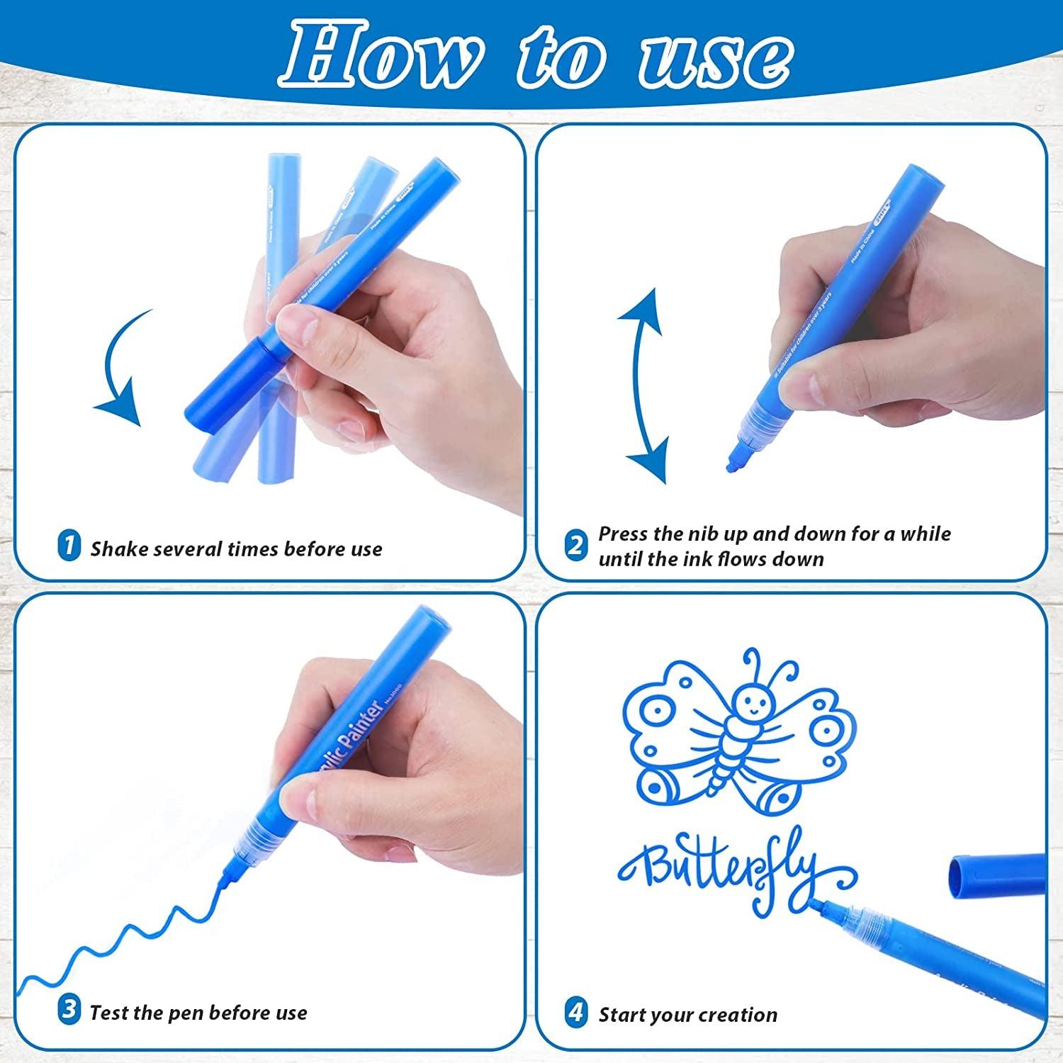 Acrylic Paint Pens Paint Markers for Rock Painting, Canvas, Wood, Glass, Fabric, Metal, Plastic, Arts Crafts WoodArtSupply