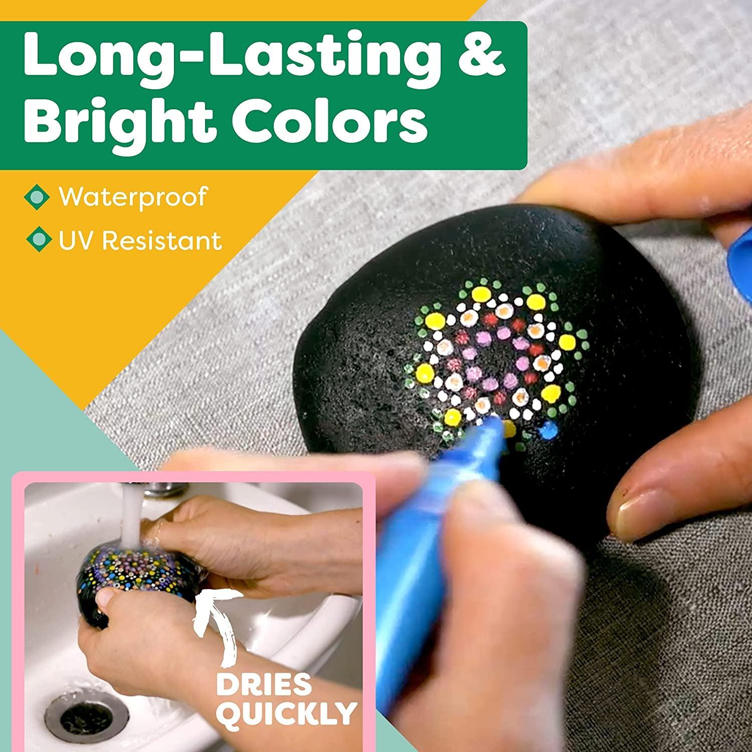 Acrylic Paint Pens Permanent Waterproof 12 Pack Reversible 3-5Mm Brush Tips Painting Markers Rocks, Wood, Glass, Ceramic WoodArtSupply