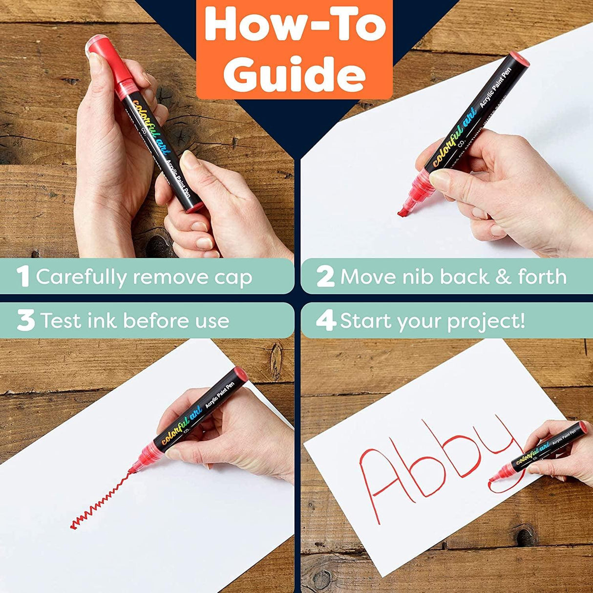 Acrylic Paint Pens Permanent Waterproof 12 Pack Reversible 3-5Mm Brush Tips Painting Markers Rocks, Wood, Glass, Ceramic WoodArtSupply