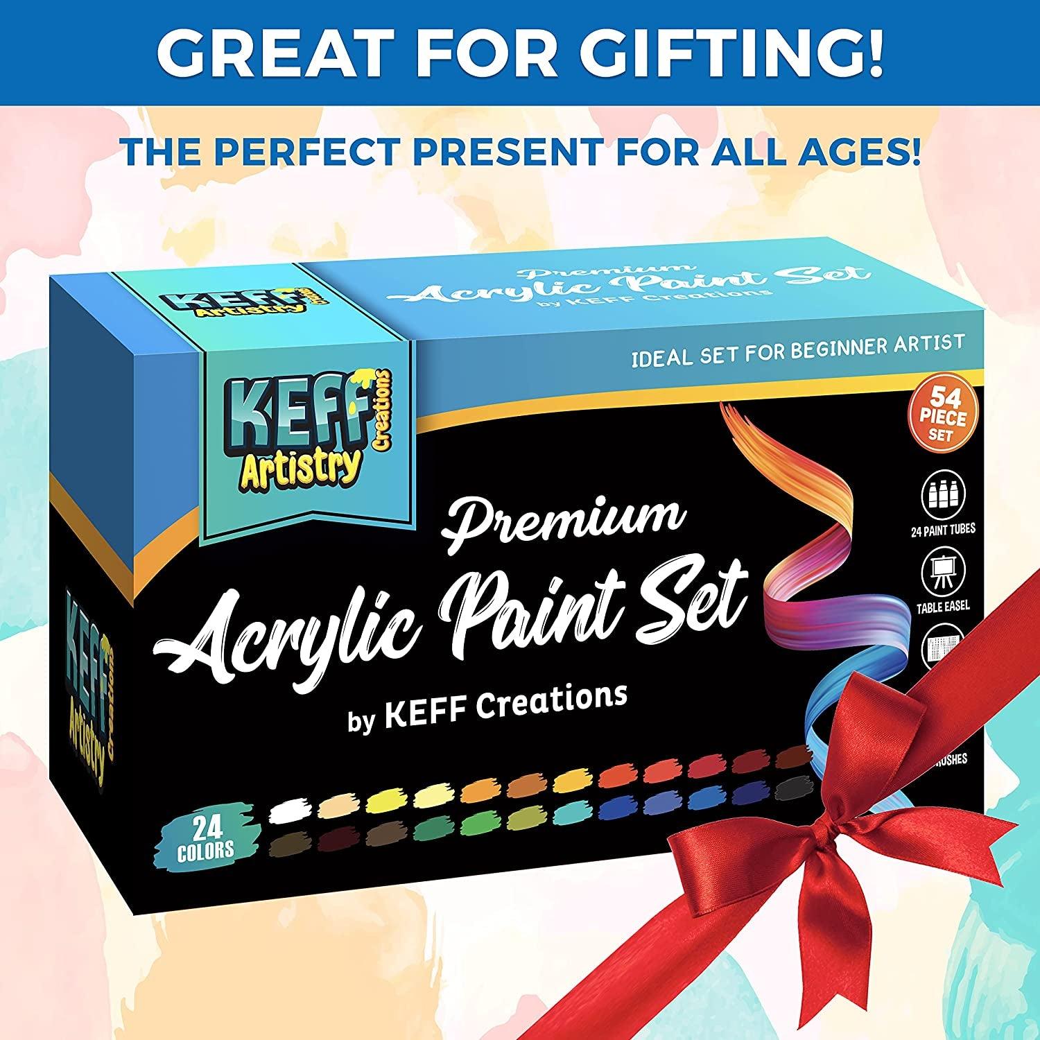 KEFF Acrylic Paint Set for Adults  54 Piece Art Painting Supplies Kit