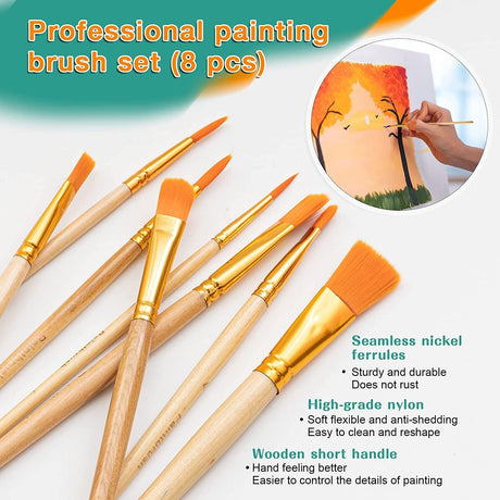 Acrylic Paint Set for Kids, Art Painting Supplies Kit with 12 Paints, 5 Canvas Panels, 8 Brushes, Table Easel WoodArtSupply
