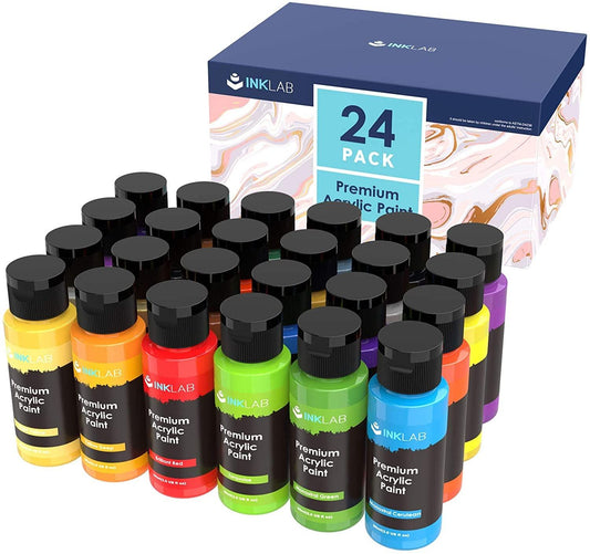 Acrylic Paint Set Non Toxic 24 Vibrant Colors Acrylic Paint No Fading Rich Pigment - WoodArtSupply
