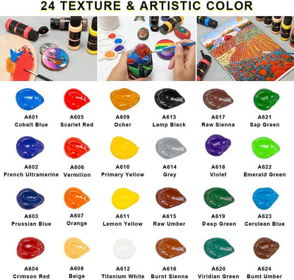 Acrylic Paint, Set of 24 Colors Craft Paint for Canvas, Wood, Ceramic & Fabric, Rich Pigments Non Toxic Paints - WoodArtSupply