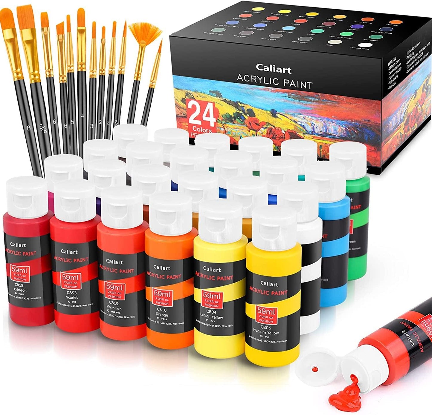 Pack of 25 Pieces Beginners Essentials Acrylic Painting Set In Wooden –  Evercarts