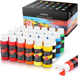 Acrylic Paint Set with 12 Brushes, 24 Colors (59Ml, 2Oz) Art Craft Paints Canvas Ceramic Wood Rock Painting Art Supplies Kit WoodArtSupply