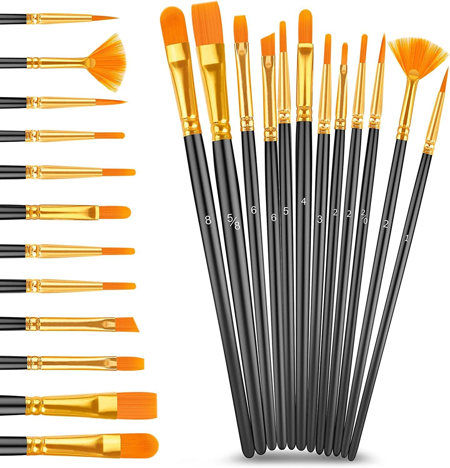  Acrylic Paint Brush Set with 15 Premium Artist Brushes and 24  Color Acrylic Paint - Ultimate Kit for Canvas, Wood, Ceramic, Fabric  (Acrylic Paint Set)
