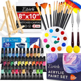 Acrylic Paint Set,56 PCS with Paint Brushes, 36 Colors Acrylic Paints, 1 Easel, 2 Painting Canvases, Palette, Paint Knives and Art Sponges WoodArtSupply