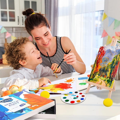 Acrylic Paint Set,56 PCS with Paint Brushes, 36 Colors Acrylic Paints, 1 Easel, 2 Painting Canvases, Palette, Paint Knives and Art Sponges WoodArtSupply