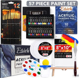 Acrylic Paint Set,57 PCS Paint Brushes, Acrylic Paint, Easel, Canvases, Painting Pads，Palette, Paint Knife, Brush Cup and Art Sponge WoodArtSupply