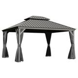 13x15FT Outdoor Hardtop Gazebo with Galvanized Steel Double Roof