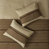 7 Piece Faux Suede Comforter Set Natural Queen
