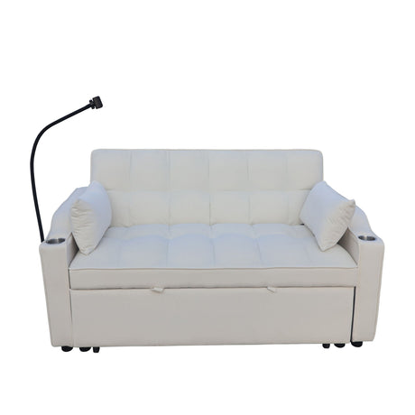 Modern Loveseat Futon Sofa With Pullout Bed, Adjustable Reclining Backrest, Toss Pillows HouseOfZazla