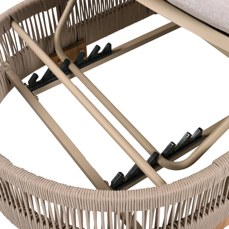 Outdoor Chaise Lounge Chair, Acacia Wood with Adjustable Backrest and Cushion HouseOfZazla