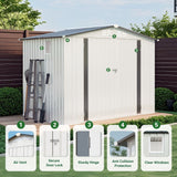 Outdoor Garden Storage Shed, Tool Shed With Pitched Roof Waterproof With 1 Window And 2 Lockable Door - White / Gray