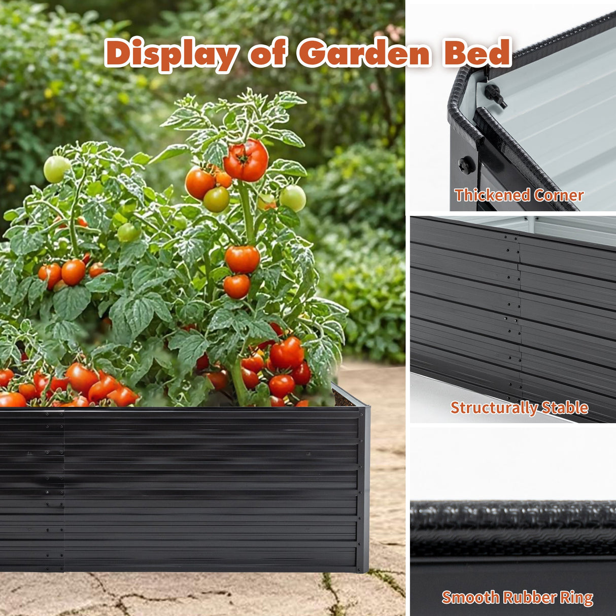 2 Pack Metal Raised Garden Bed Kit Outdoor - 8x4x2 FT Galvanized Planter Boxes Set