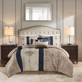 Cal King 7 Piece Jacquard Comforter Set with Throw Pillows