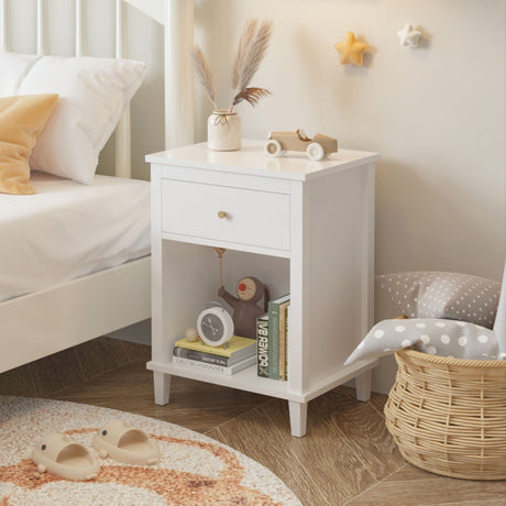 Nightstand With 1 Drawer and 1 Shelf - White HouseOfZazla