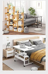 Adjustable Table Student Computer Portable Home Office Furniture Small Spaces Sofa Bedroom Bedside Desk Learn Play Game Desk on Wheels Movable with Storage Desk Size 31.5 * 15.7 Inch,White D Dekhaoxe