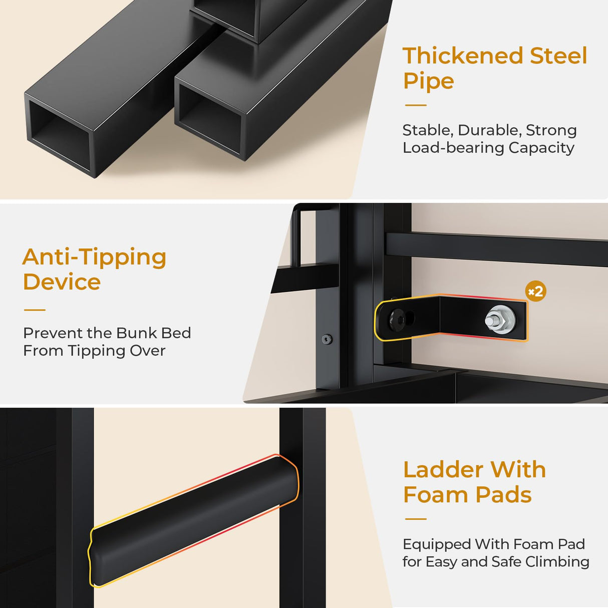 ADORNEVE Full Over Twin Bunk Bed with 8 Storage Drawers, Metal Loft Bed with Led Lights & Storage Shelves, Bunk Beds Twin over Full Size with 13.4" H Safety Guardrail & Ladder, for Kids & Teens, Black ADORNEVE