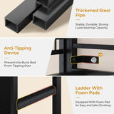 ADORNEVE Full Over Twin Bunk Bed with 8 Storage Drawers, Metal Loft Bed with Led Lights & Storage Shelves, Bunk Beds Twin over Full Size with 13.4" H Safety Guardrail & Ladder, for Kids & Teens, Black ADORNEVE