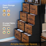 ADORNEVE Full Over Twin Bunk Bed with 8 Storage Drawers, Metal Loft Bed with Led Lights & Storage Shelves, Bunk Beds Twin over Full Size with 13.4" H Safety Guardrail & Ladder, for Kids & Teens, Black ADORNEVE