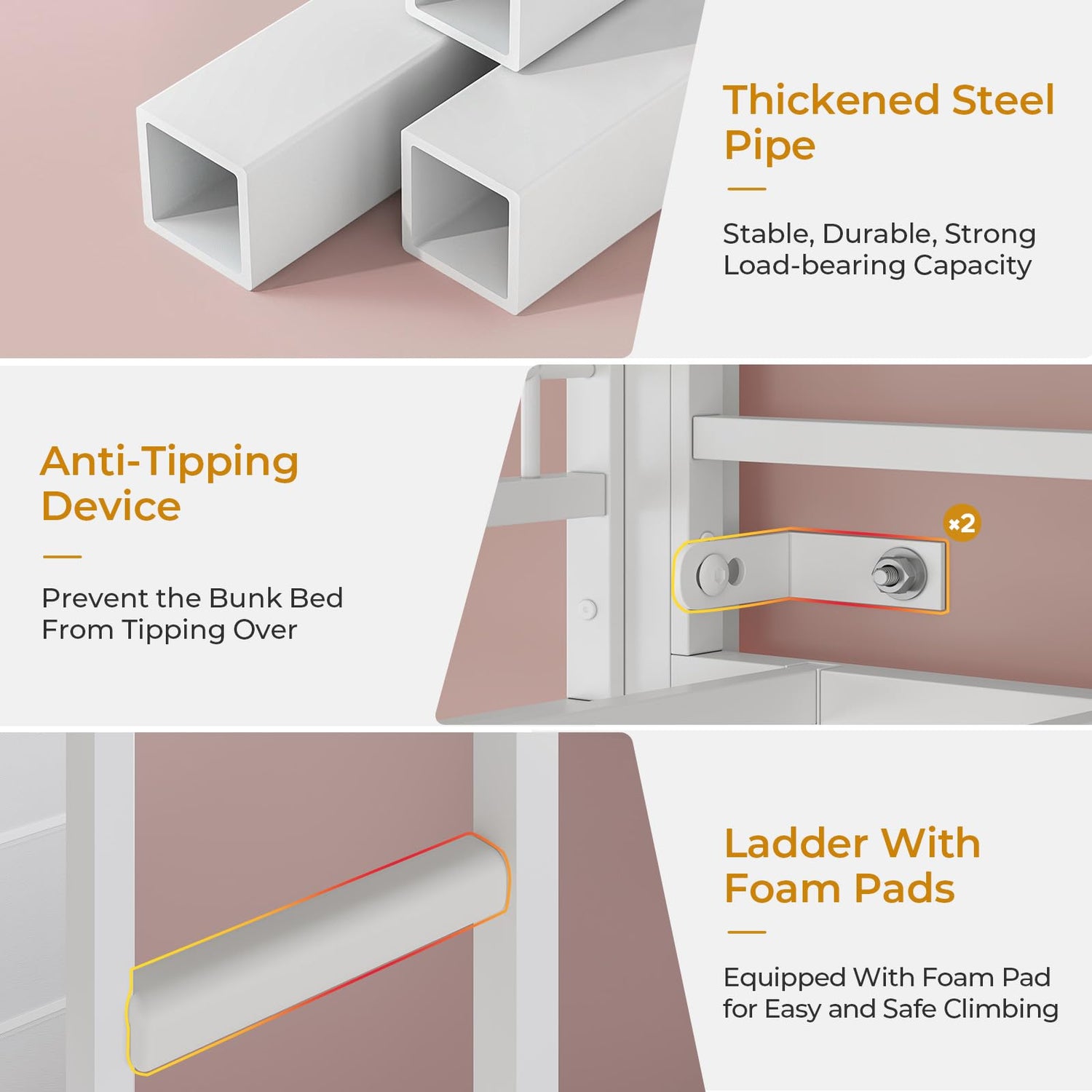 ADORNEVE Full Over Twin Bunk Bed with 8 Storage Drawers, Metal Loft Bed with Led Lights & Storage Shelves, Bunk Beds Twin over Full Size with 13.4" H Safety Guardrail & Ladder, for Kids & Teens, White ADORNEVE