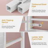 ADORNEVE Full Over Twin Bunk Bed with 8 Storage Drawers, Metal Loft Bed with Led Lights & Storage Shelves, Bunk Beds Twin over Full Size with 13.4" H Safety Guardrail & Ladder, for Kids & Teens, White ADORNEVE