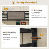 ADORNEVE Loft Bed Twin Size with L-Shaped Desk, LED Lights,Charging Station, Twin Metal Loft Bed Frame with Fabric Drawers & Shelve, 13.4" H Safety Guardrail, No Box Spring Needed, Grey ADORNEVE