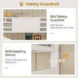 ADORNEVE Loft Bed Twin Size with L-Shaped Desk, LED Lights,Charging Station, Twin Metal Loft Bed Frame with Fabric Drawers & Shelve, 13.4" H Safety Guardrail, No Box Spring Needed, White ADORNEVE