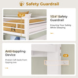 ADORNEVE Loft Bed Twin Size with L-Shaped Desk, LED Lights,Charging Station,Twin Metal Loft Bed with Desk, Fabric Drawers & Shelves, 13.4" H Safety Guard, No Box Spring Needed,White ADORNEVE