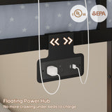 ADORNEVE Low Bunk Bed Twin Over Twin with Storage Staircase, Drawers & Shelves, RGB LED Lights Metal Floor Bunk with Power Outlet, Full-Length Guardrail & Metal Slats, for Small Space, Kids, Black ADORNEVE