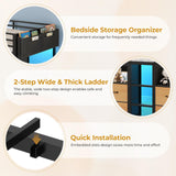 ADORNEVE Low Loft Bed Twin Size with 8 Storage Drawers, Twin Loft Bed with Bookcase and LED Lights, Metal Kids Loft Bed with 14" H Safety Guardrail, Under-Bed Play Space, No Box Spring Needed, Black ADORNEVE