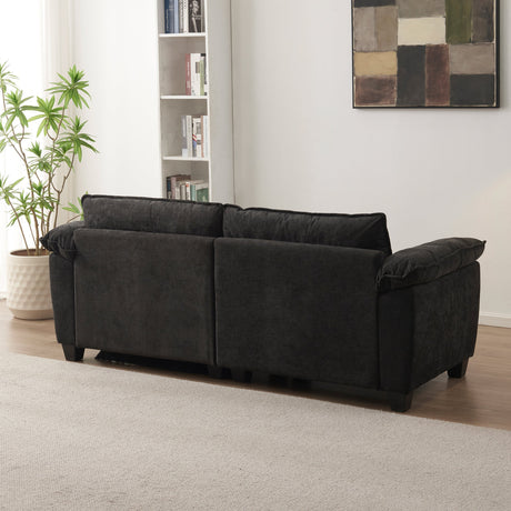 Living Room Furniture Big Loveseat Luxury Couch with Soft Chenille Upholstered Sofa Black HouseOfZazla