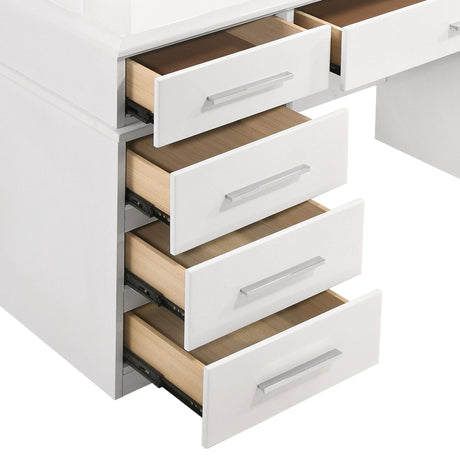 Sarah - 9 Drawer Vanity Desk With Mirror Set - White HouseOfZazla