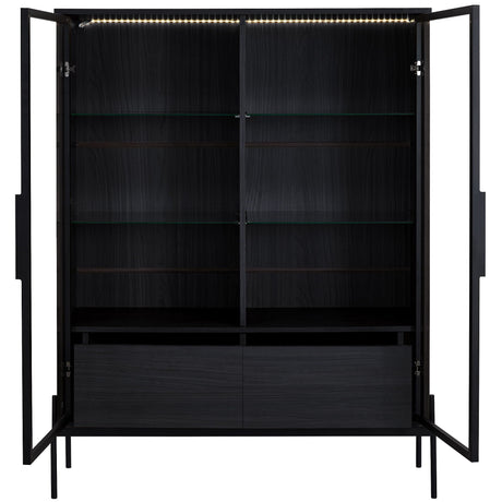 Modern Minimalist Style LED Curio Cabinet With Tempered Glass Door, Metal Legs HouseOfZazla