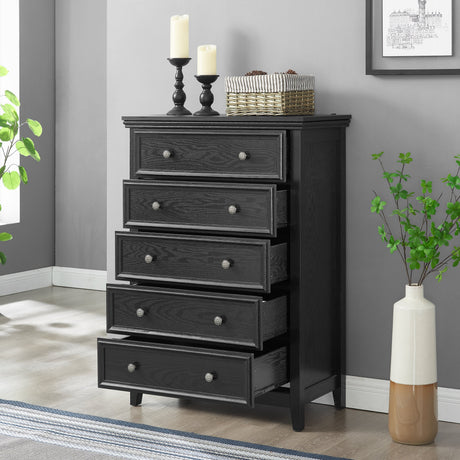 Modern 5-Drawer Black Dresser for Living Room Storage HouseOfZazla