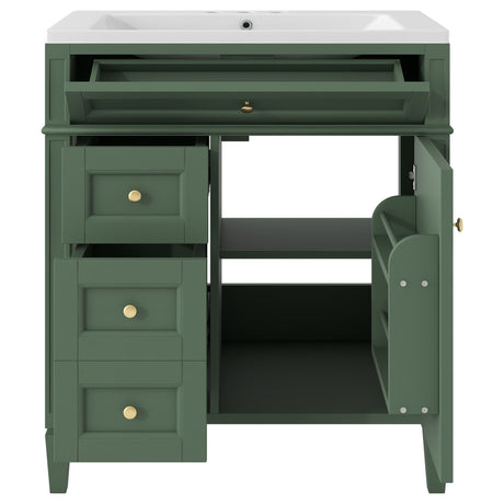 Bathroom Vanity With Medicine Cabinet, Royal Mirror Cabinet, Modern Bathroom Storage Cabinet With 2 Soft Closing Doors And 4 Drawers HouseOfZazla