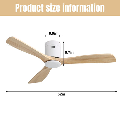 Low Profile Ceiling Fan DC, 3 Blade, Noiseless Reversible Motor, Remote Control HouseOfZazla