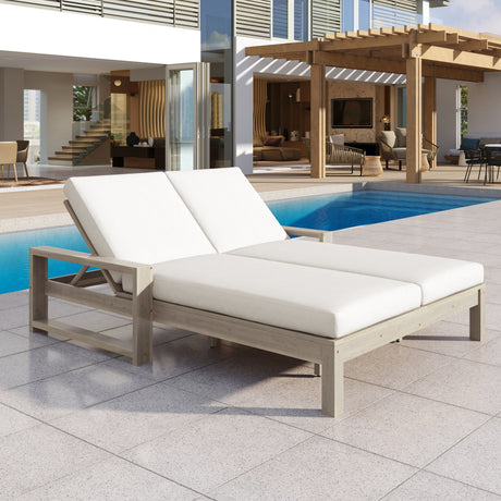 Outdoor Double Lounge Chair With 5 Position Adjustable Backrest HouseOfZazla
